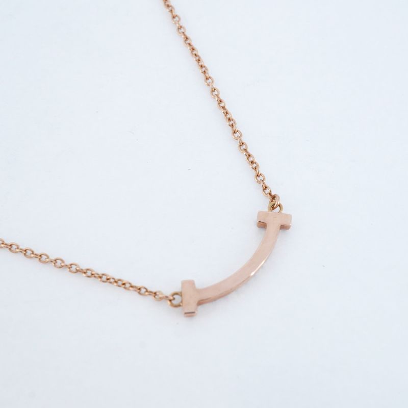 Tiffany & Co Necklace T-smile Mini 18K Pink Gold Pink Gold Pink Sapphire Ladies