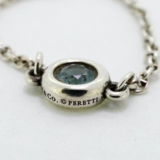 Tiffany & Co Ring By-the-yard Silver 925 Aquamarine Blue #7 Ladies