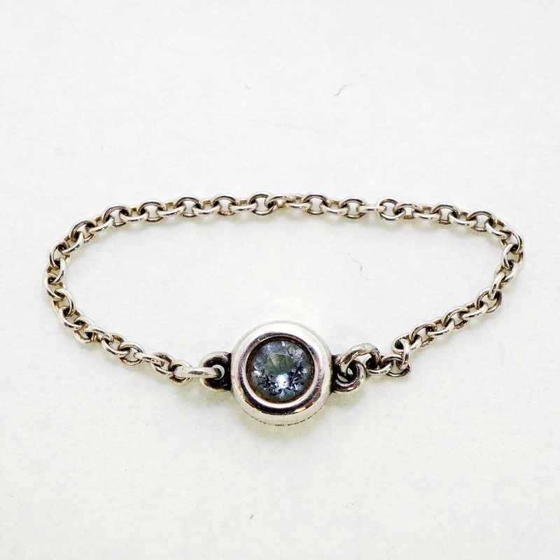 Tiffany & Co Ring By-the-yard Silver 925 Aquamarine Blue #7 Ladies