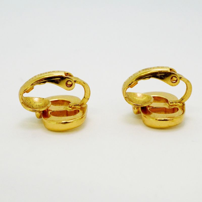 Christian Dior Earring CD Logo GP Plated Gold Ladies