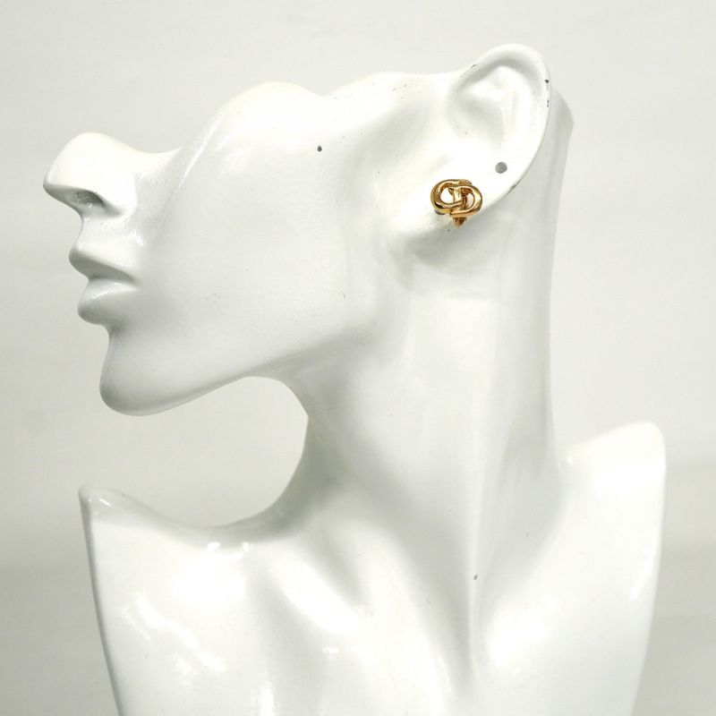 Christian Dior Earring CD Logo GP Plated Gold Ladies