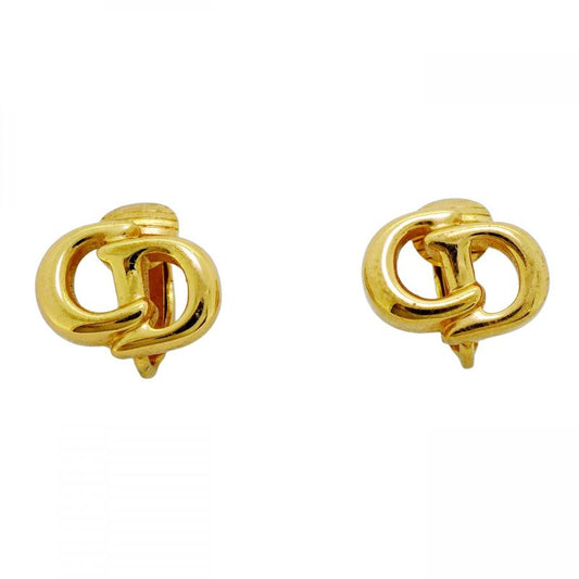 Christian Dior Earring CD Logo GP Plated Gold Ladies
