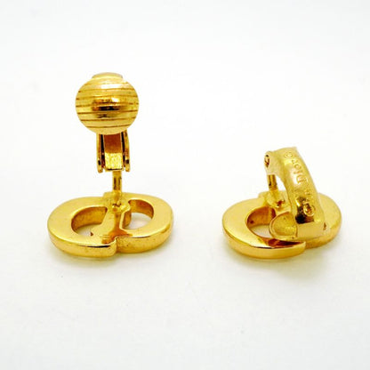 Christian Dior Earring CD Logo GP Plated Gold Ladies