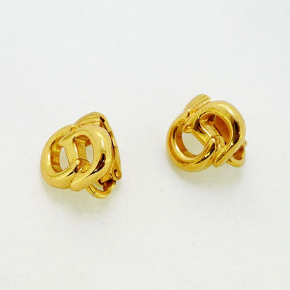 Christian Dior Earring CD Logo GP Plated Gold Ladies