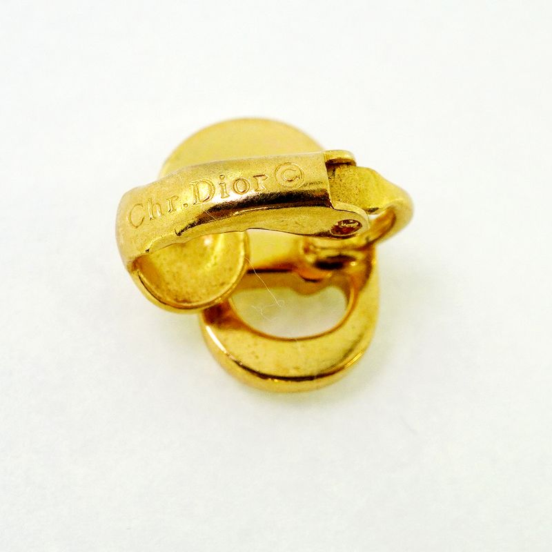 Christian Dior Earring CD Logo GP Plated Gold Ladies