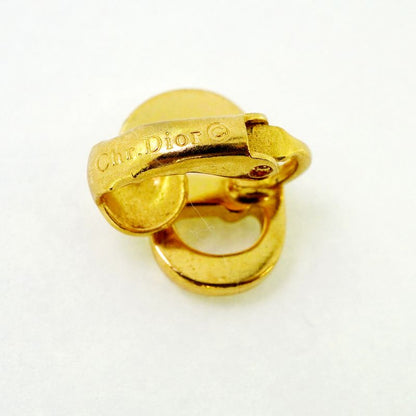 Christian Dior Earring CD Logo GP Plated Gold Ladies