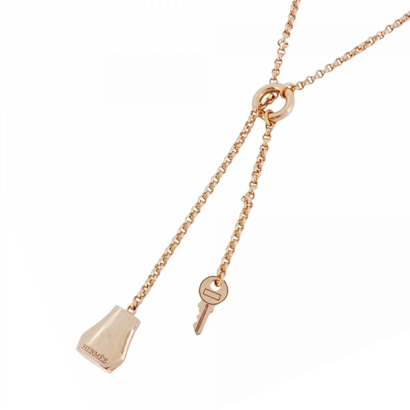 Hermes Necklace Kelly Clochette 18K Pink Gold Pink Gold Ladies