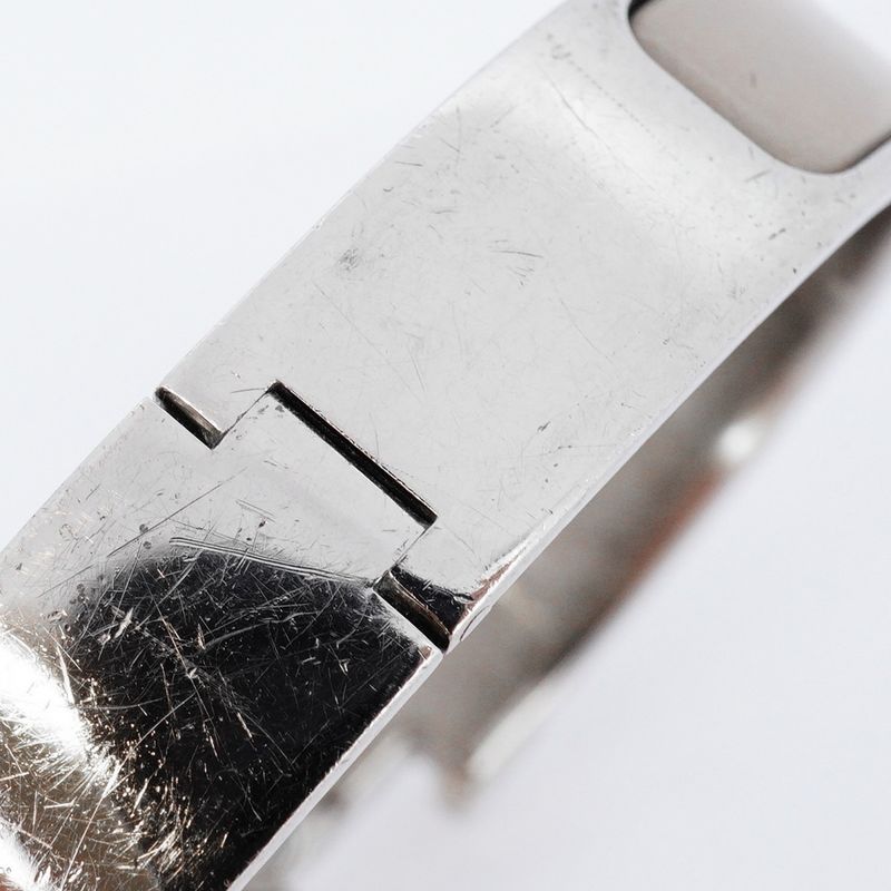 Hermes Bangle Click Clack PM Metal Silver Beige Ladies