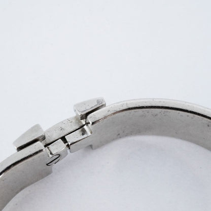 Hermes Bangle Click Clack PM Metal Silver Beige Ladies