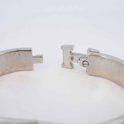 Hermes Bangle Click Clack PM Metal Silver Beige Ladies