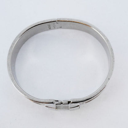 Hermes Bangle Click Clack PM Metal Silver Beige Ladies
