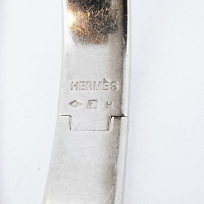 Hermes Bangle Click Clack PM Metal Silver Beige Ladies