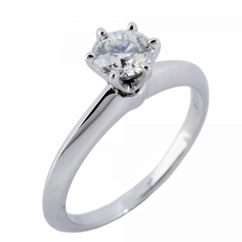 Tiffany & Co Ring Solitaire 1PD Pt950 Platinum Diamond #8 Ladies