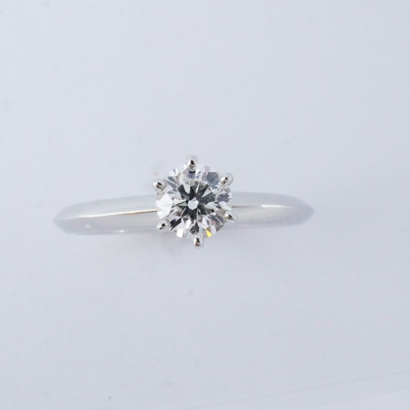 Tiffany & Co Ring Solitaire 1PD Pt950 Platinum Diamond #8 Ladies