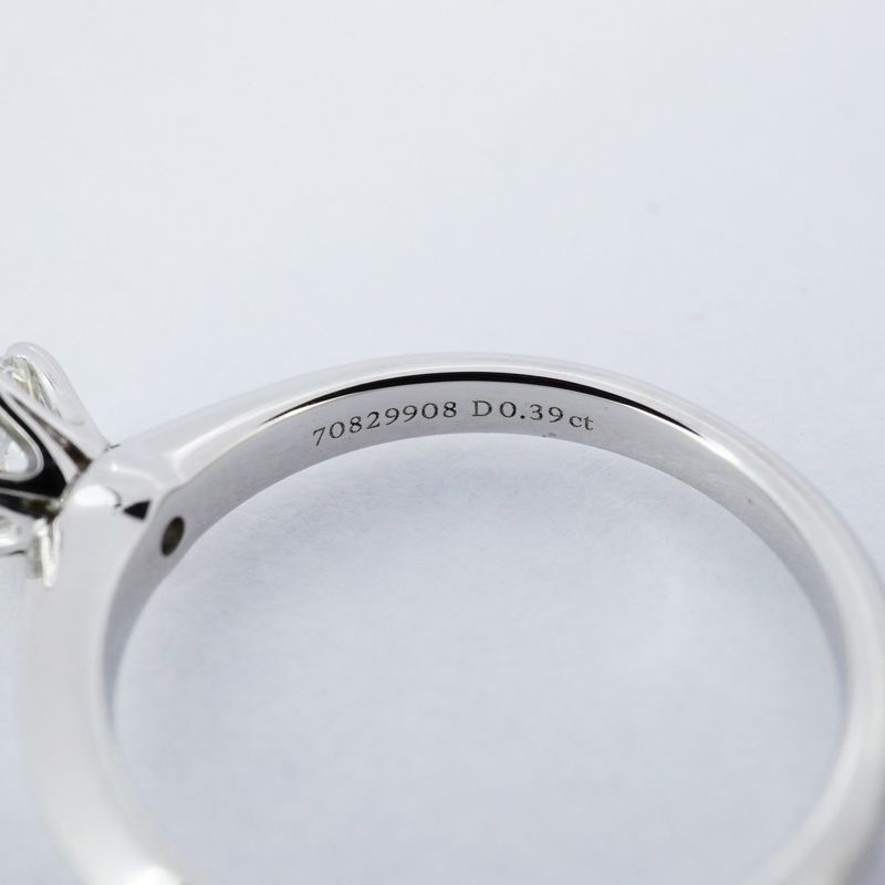 Tiffany & Co Ring Solitaire 1PD Pt950 Platinum Diamond #8 Ladies