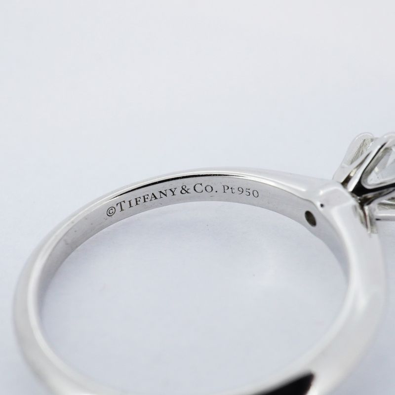Tiffany & Co Ring Solitaire 1PD Pt950 Platinum Diamond #8 Ladies