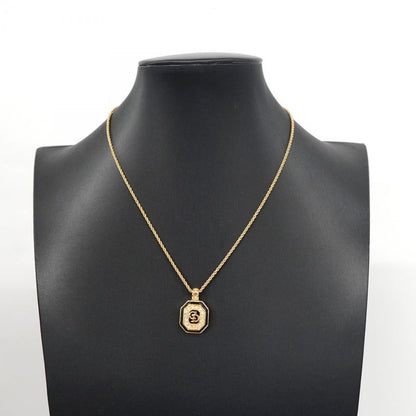 Christian Dior Necklace CD Logo GP Plated Rhinestone Gold Bra Cles Deuce