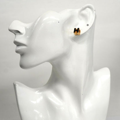 Hermes Earrings H Cube Caged Ash GP Plated Gold Blaccles Deuce