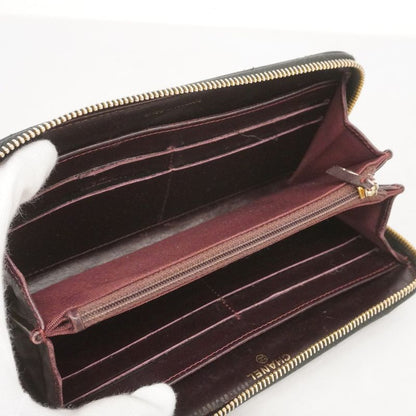 Chanel Long Wallet Matelasse Caviar Skin Black Gold Hardware Women