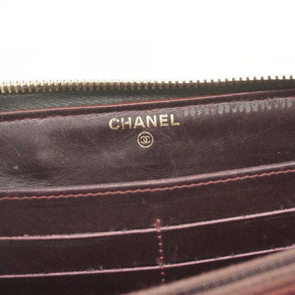 Chanel Long Wallet Matelasse Caviar Skin Black Gold Hardware Women