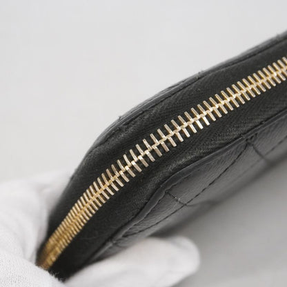 Chanel Long Wallet Matelasse Caviar Skin Black Gold Hardware Women