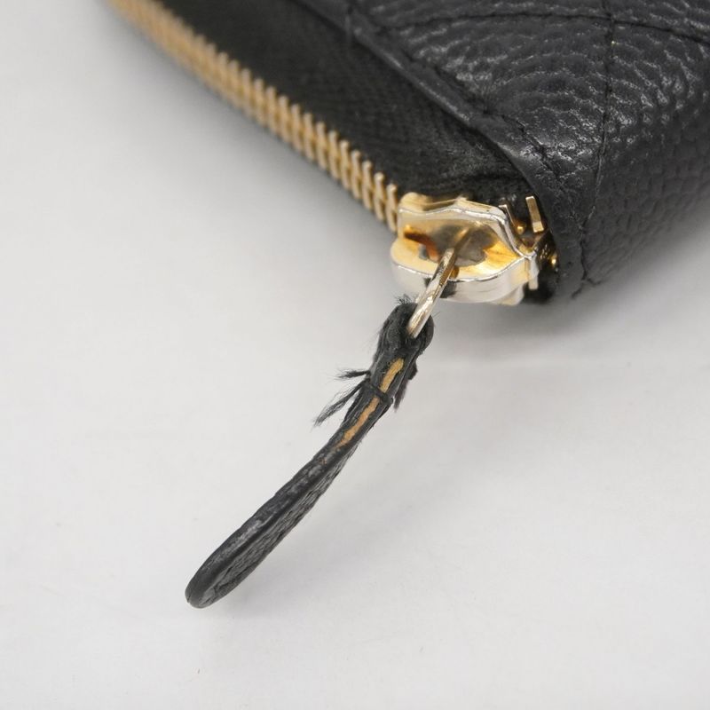 Chanel Long Wallet Matelasse Caviar Skin Black Gold Hardware Women