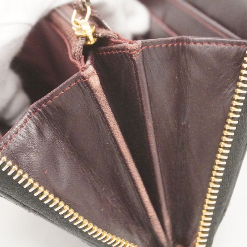 Chanel Long Wallet Matelasse Caviar Skin Black Gold Hardware Women