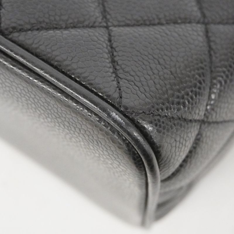 Chanel Tote Bag Revival Tote Caviar Skin Black Silver Hardware Women's