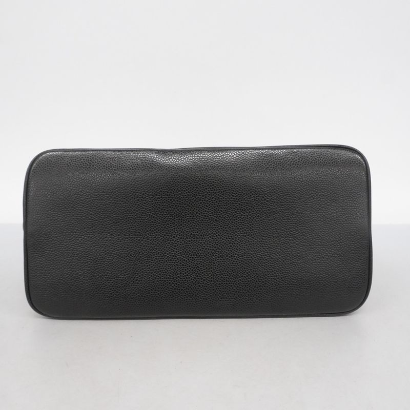 Chanel Tote Bag Revival Tote Caviar Skin Black Silver Hardware Women's