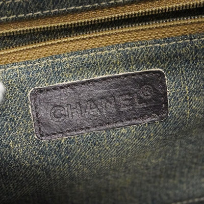 Chanel Shoulder Bag 2.55 Choco Bar Lambskin Denim Black Blue Silver Hardware
