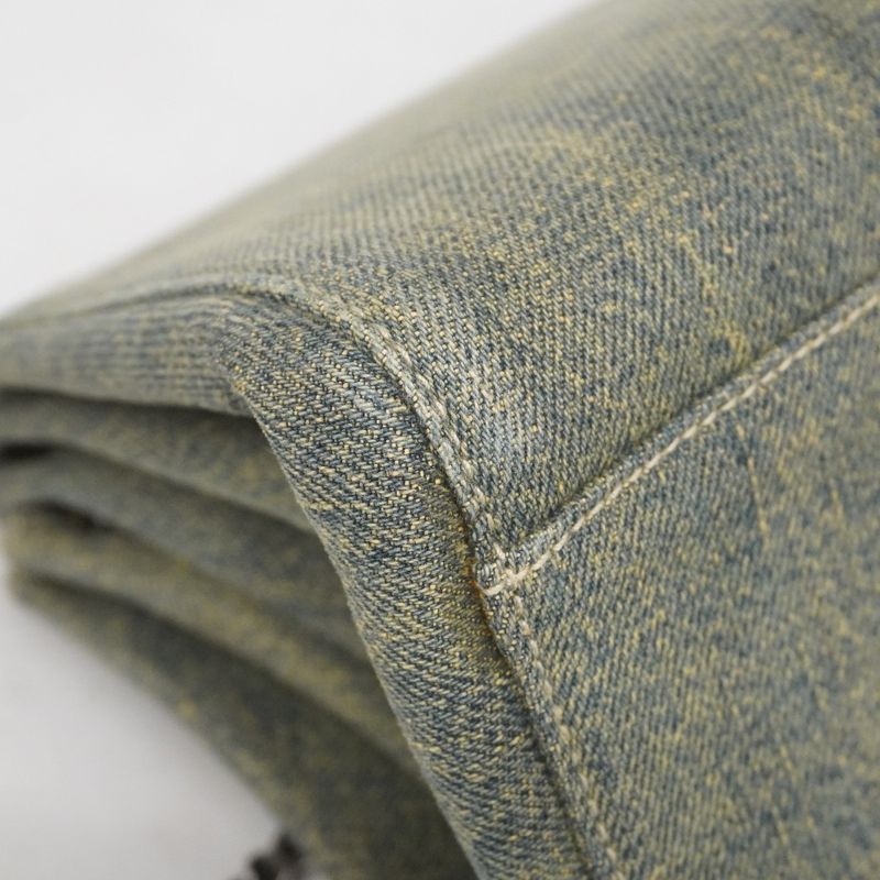 Chanel Shoulder Bag 2.55 Choco Bar Lambskin Denim Black Blue Silver Hardware