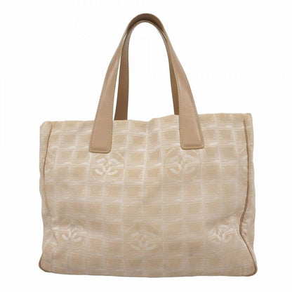 Chanel Tote New Travel Nylon Beige Chien Pan Gold Hardware Women's