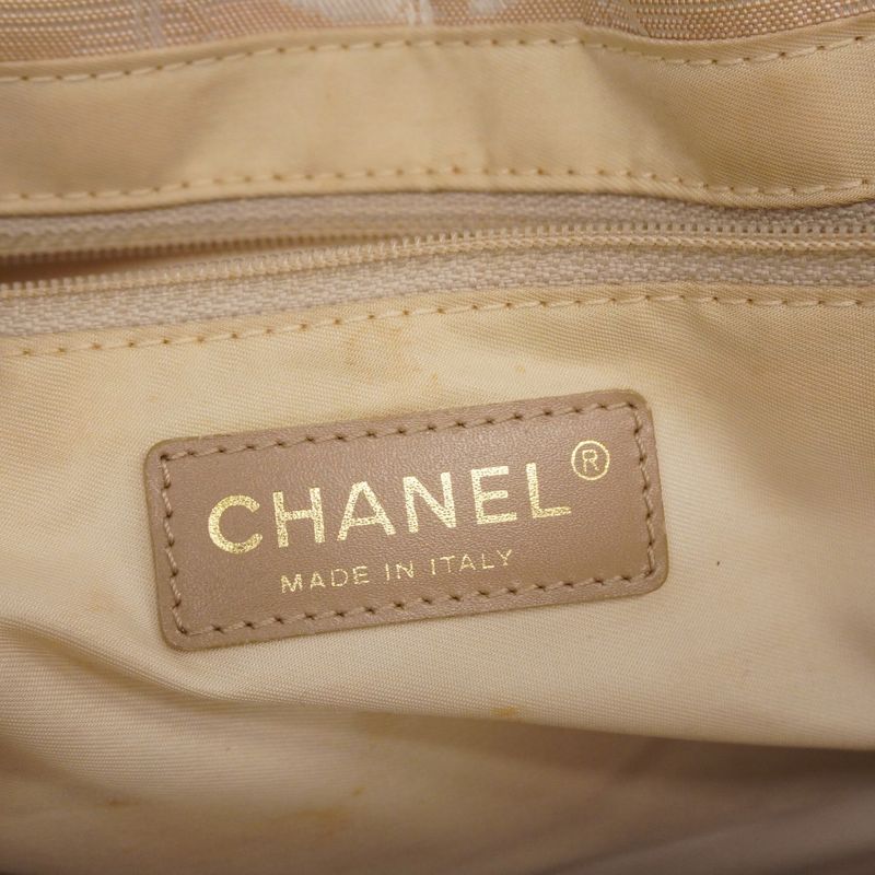 Chanel Tote New Travel Nylon Beige Chien Pan Gold Hardware Women's