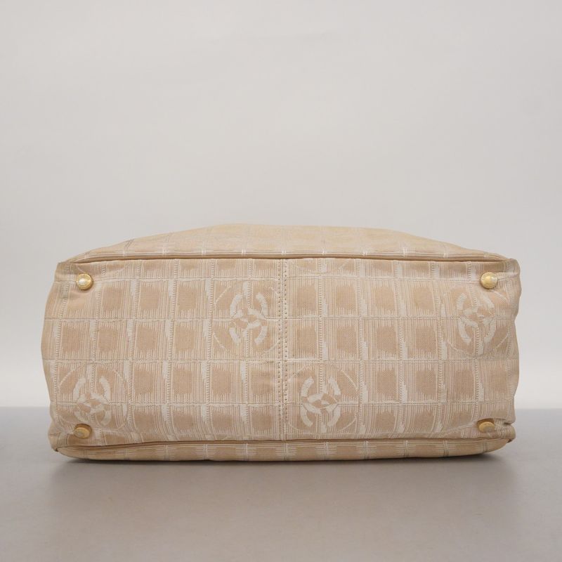 Chanel Tote New Travel Nylon Beige Chien Pan Gold Hardware Women's