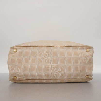 Chanel Tote New Travel Nylon Beige Chien Pan Gold Hardware Women's