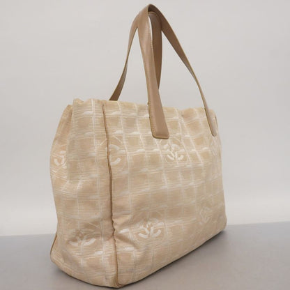 Chanel Tote New Travel Nylon Beige Chien Pan Gold Hardware Women's