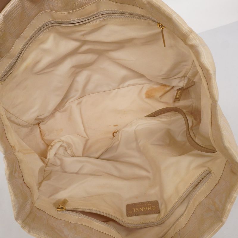 Chanel Tote New Travel Nylon Beige Chien Pan Gold Hardware Women's