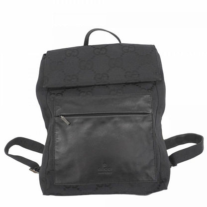 Gucci Backpack Daypack GG Canvas 003 0241 Canvas Black Silver Hardware Women