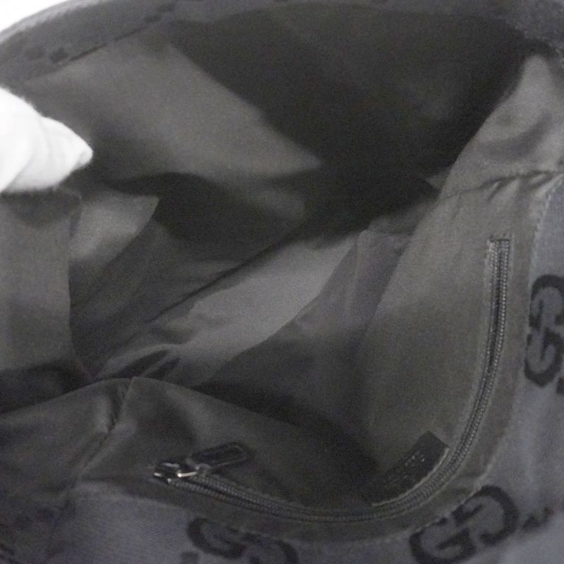 Gucci Backpack Daypack GG Canvas 003 0241 Canvas Black Silver Hardware Women