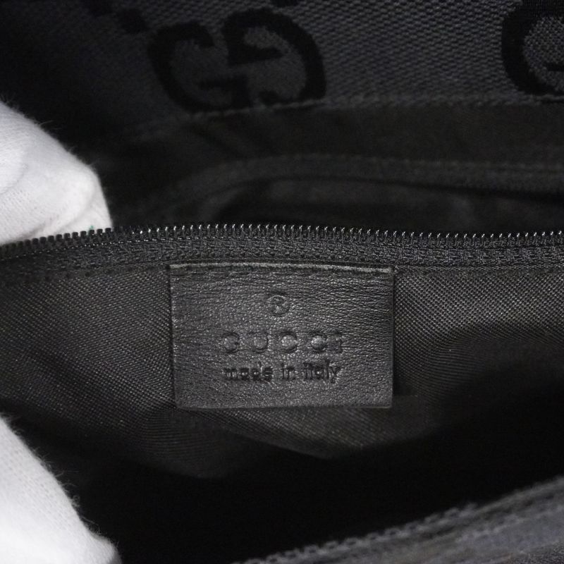 Gucci Backpack Daypack GG Canvas 003 0241 Canvas Black Silver Hardware Women