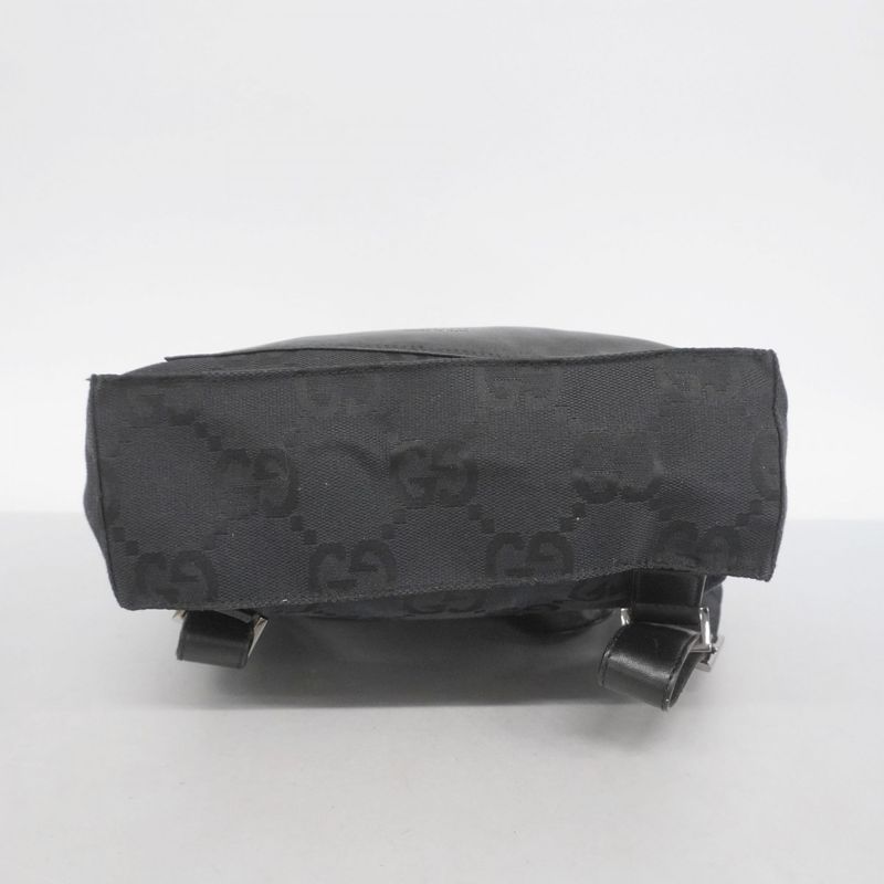 Gucci Backpack Daypack GG Canvas 003 0241 Canvas Black Silver Hardware Women