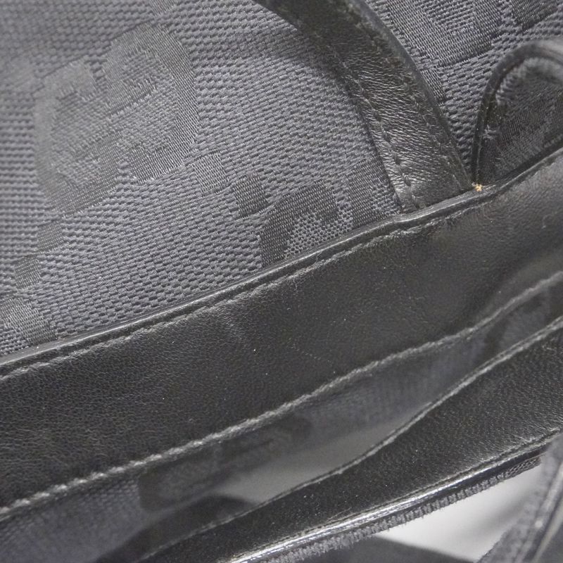 Gucci Backpack Daypack GG Canvas 003 0241 Canvas Black Silver Hardware Women