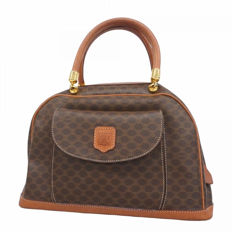 Celine Handbag Macadam PVC Brown Gold Hardware Women