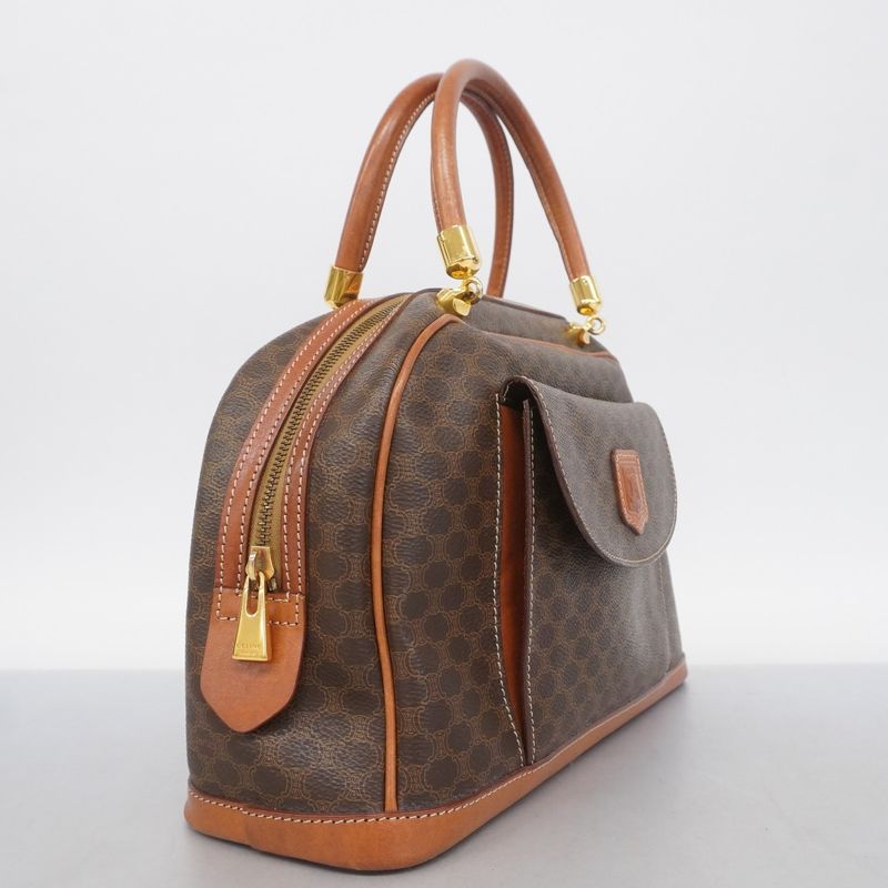 Celine Handbag Macadam PVC Brown Gold Hardware Women