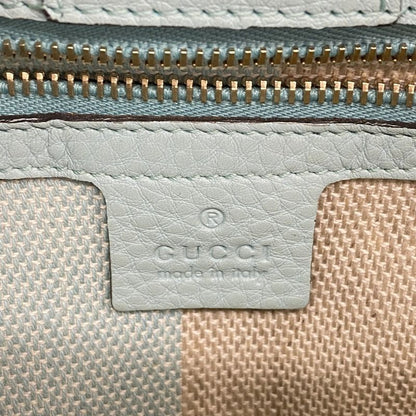 Gucci Handbag Bamboo 336032 Straw Beige Blue Chien Pan Gold Hardware 2way Bag