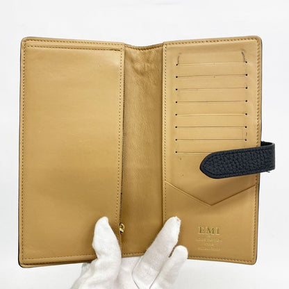 Louis Vuitton Long Wallet Taurillon LV Vertical Wallet M81330 Noir Black Ladies