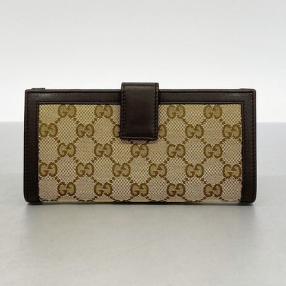 Gucci Long Wallet Interlocking G GG Canvas 282426 Canvas Brown Beige Chien Pan