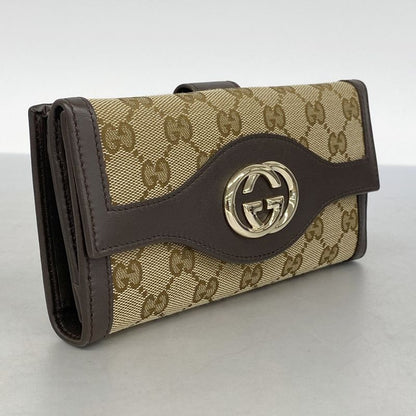 Gucci Long Wallet Interlocking G GG Canvas 282426 Canvas Brown Beige Chien Pan
