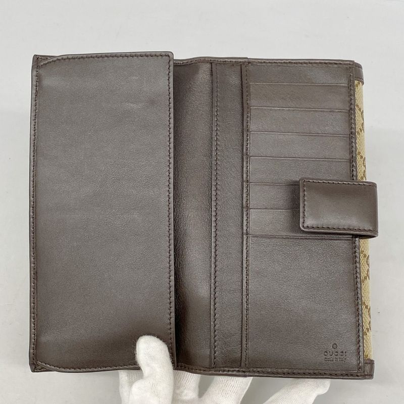 Gucci Long Wallet Interlocking G GG Canvas 282426 Canvas Brown Beige Chien Pan
