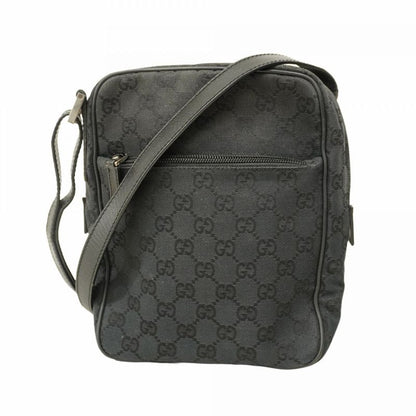 Gucci Shoulder Bag GG Canvas 018 1612 Canvas Black Silver Hardware Women